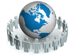 Global with People Around